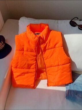 Women's Puffer Vest - Bright Orange